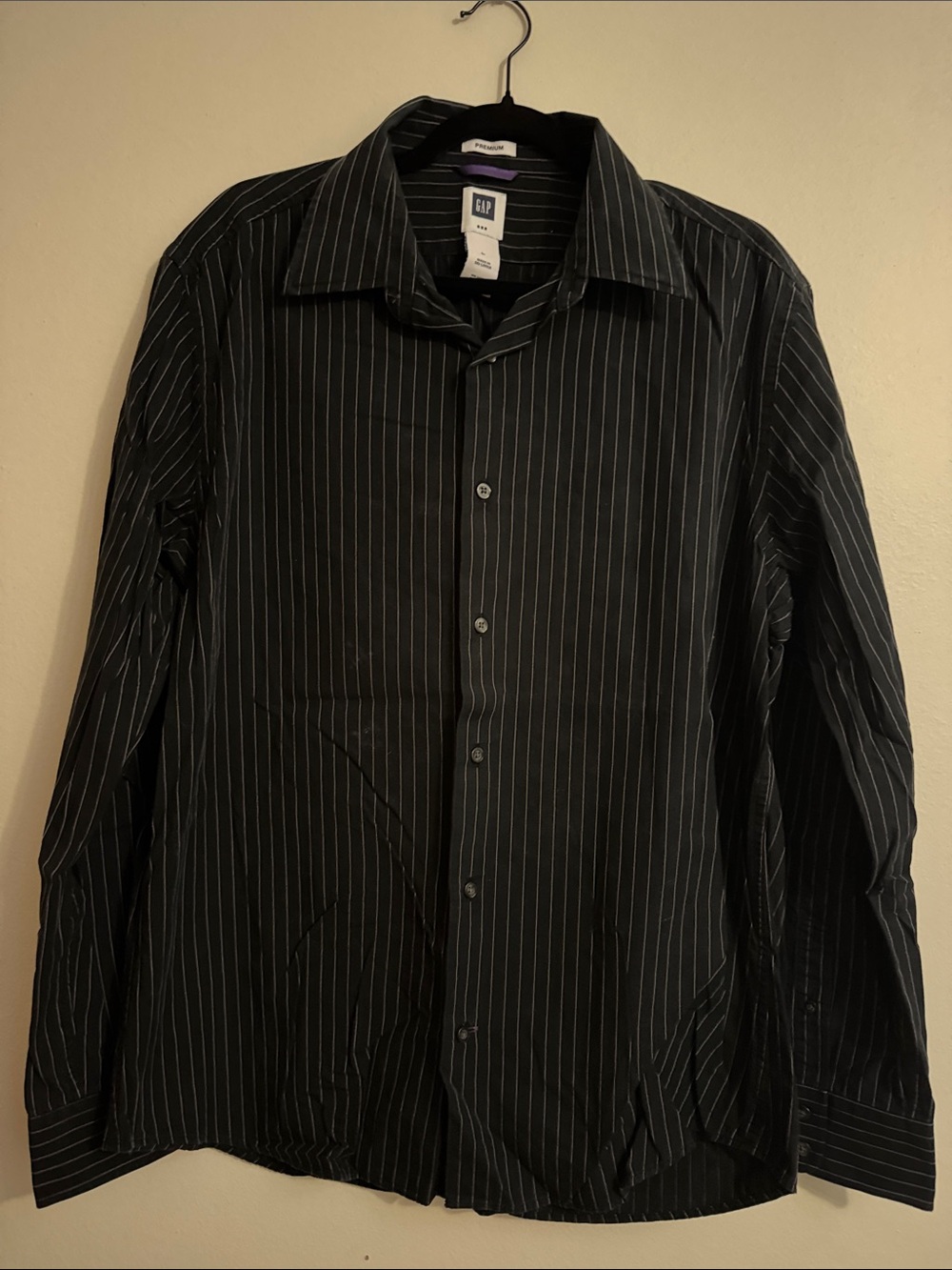 GAP Black Pinstripe Long-Sleeve Dress Shirt